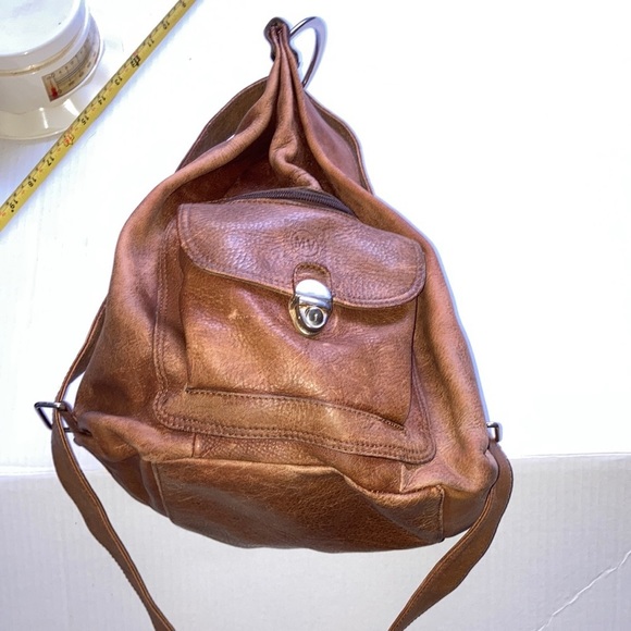 Vintage Marco Valentino backpack dark tan leather bag main image 6